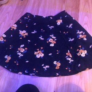 Black floral mini skater skirt